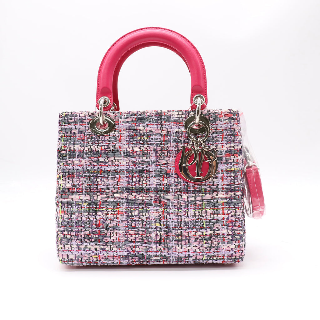 Christian Dior Lady Dior Bag Tweed With Leather Bag Twins LDJ5035