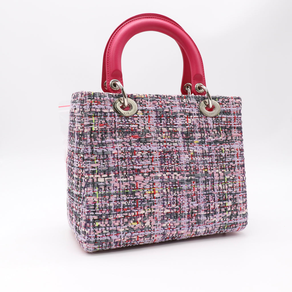 Christian Dior Lady Dior Bag Tweed With Leather Bag Twins LDJ5035