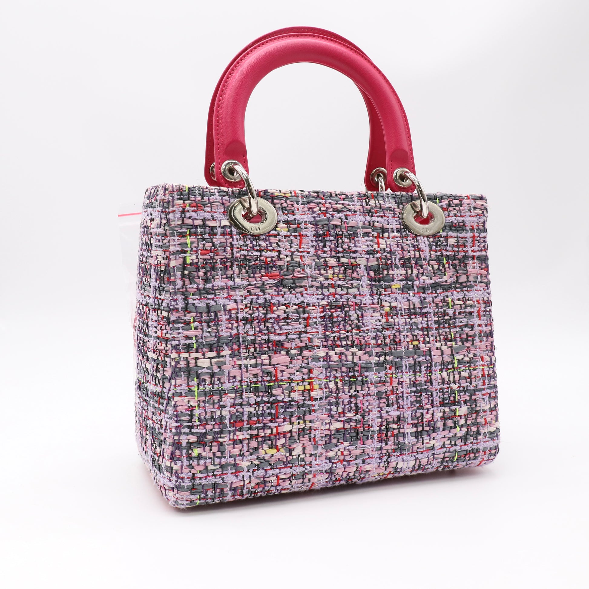 Christian Dior Lady Dior Bag Tweed With Leather Bag Twins LDJ5035