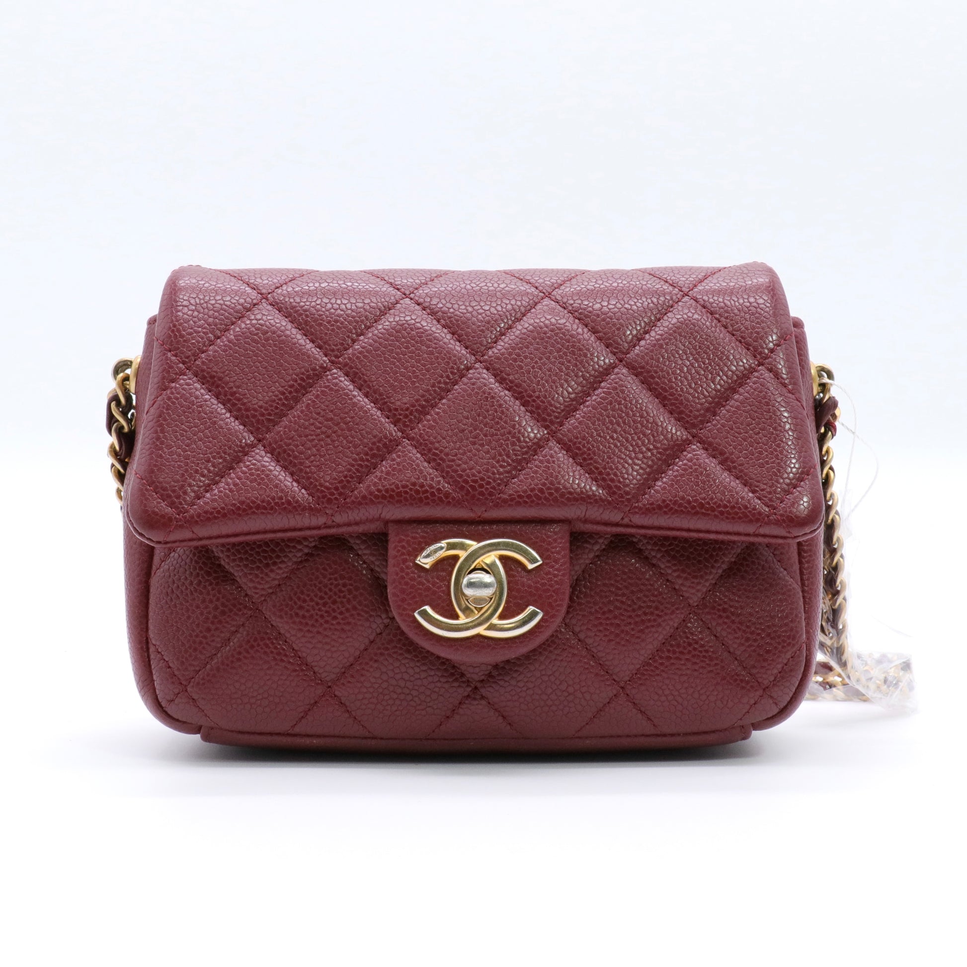 Caviar Quilted Mini Chain Soul Flap Burgundy twins