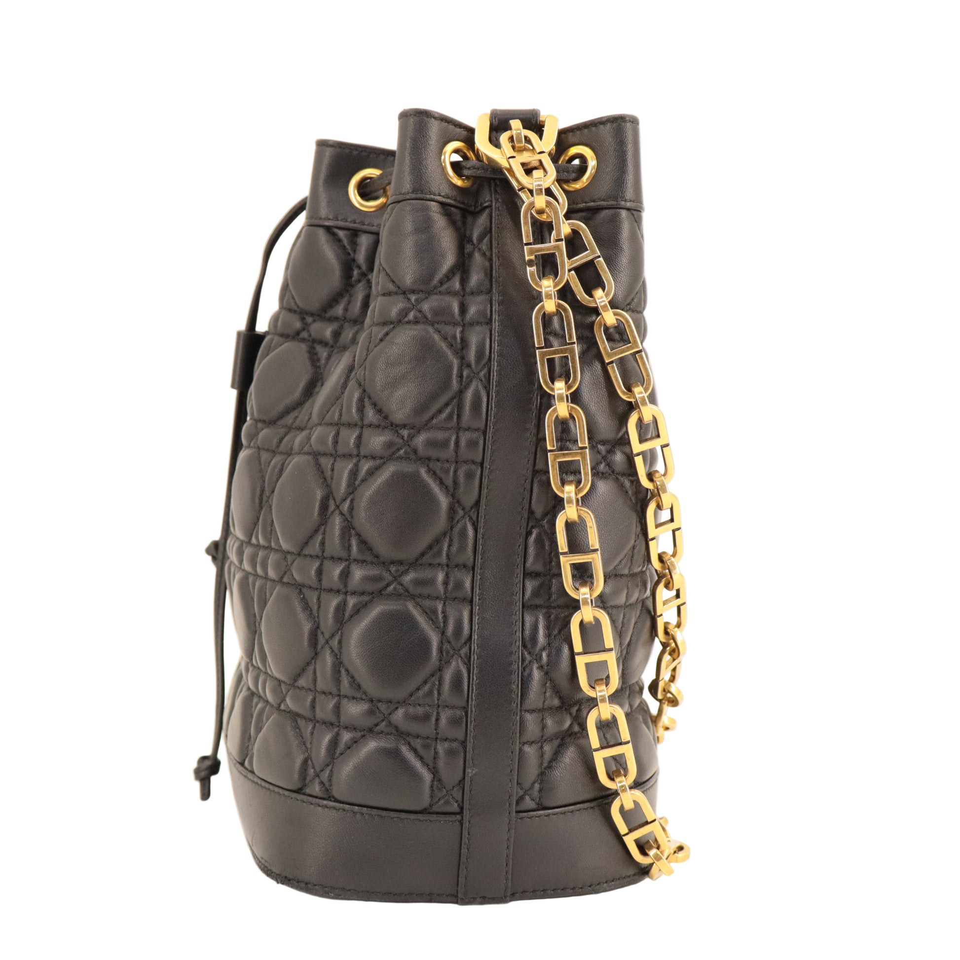 Dior Cannage Drawstring Bucket Bag twins