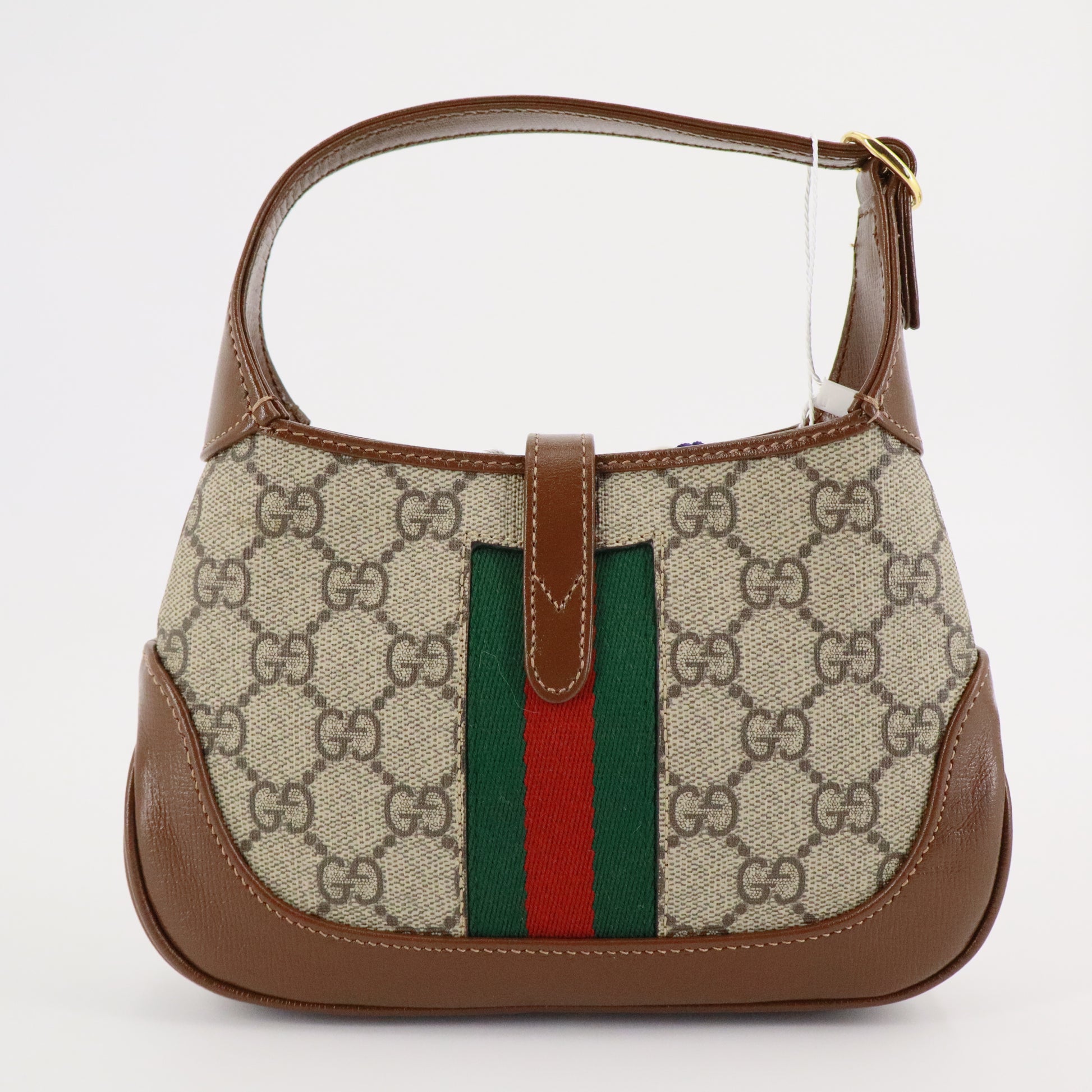 Gucci Supreme Monogram Azalea Calfskin Web Mini Jackie 1961 Hobo Beige Ebony Brown Sugar twin