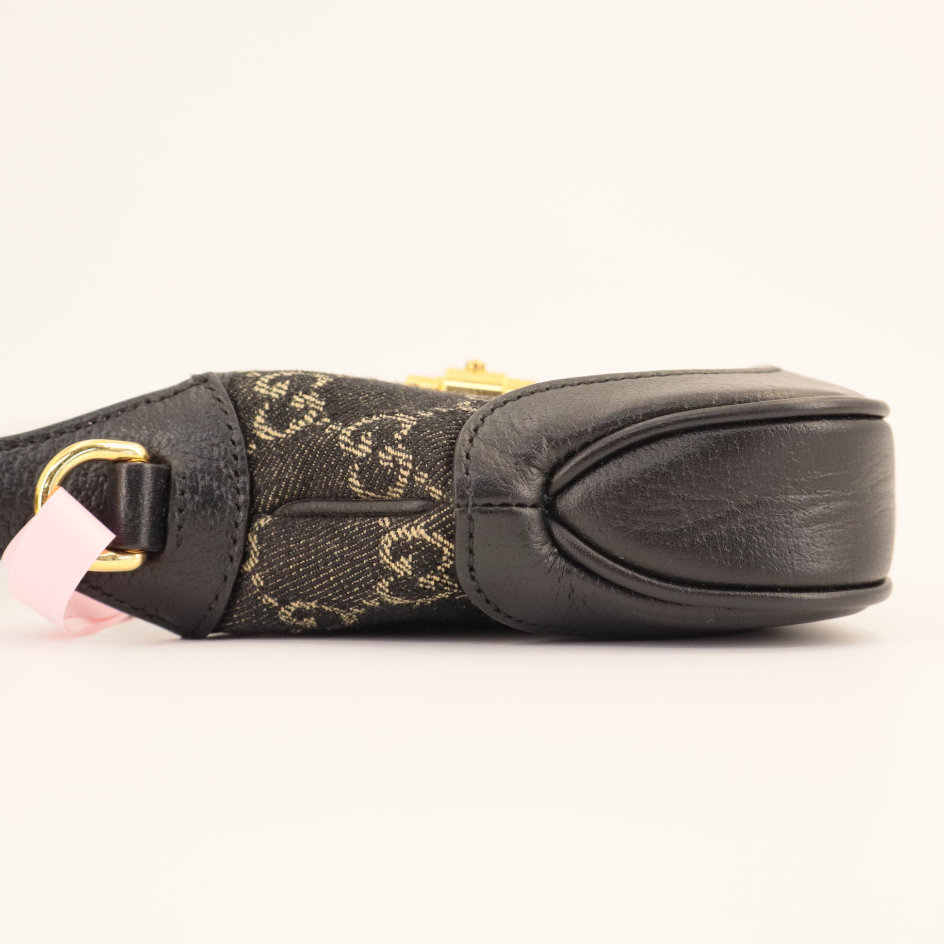Gucci Jacquard Black Denim GG Monogram Textured Dollar Calfskin Mini Jackie 1961 Hobo twins