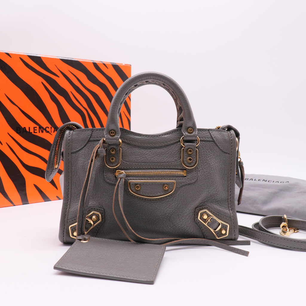 Chevre Gold Metallic Edge Hardware Nano City twins