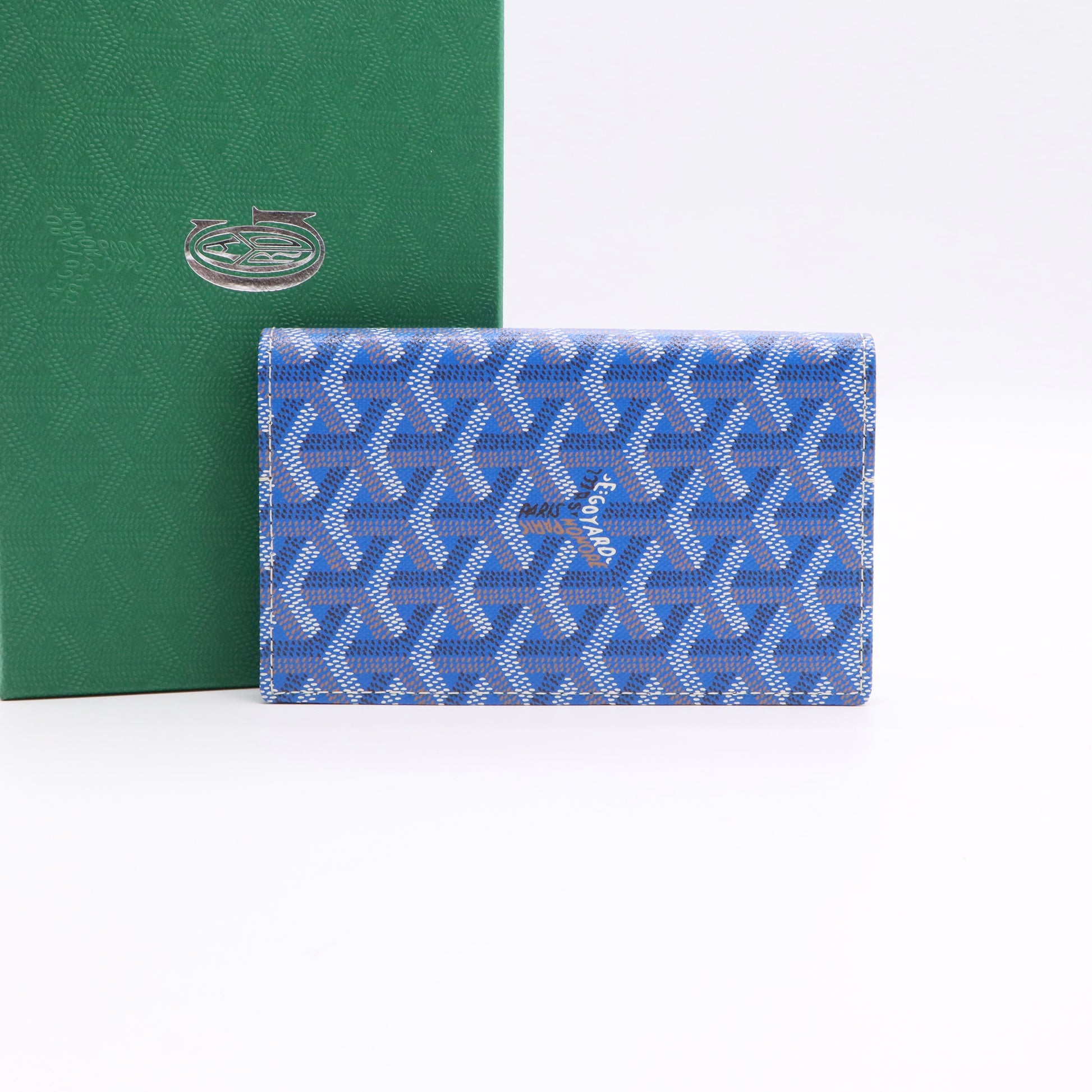 Goyardine Grenelle Passport Wallet Sky Blue twins