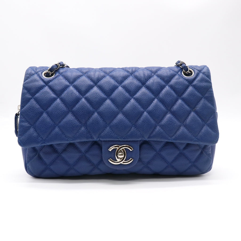 Chanel Lambskin Quilted Medium Single Flap Blue Twins LDJ5038