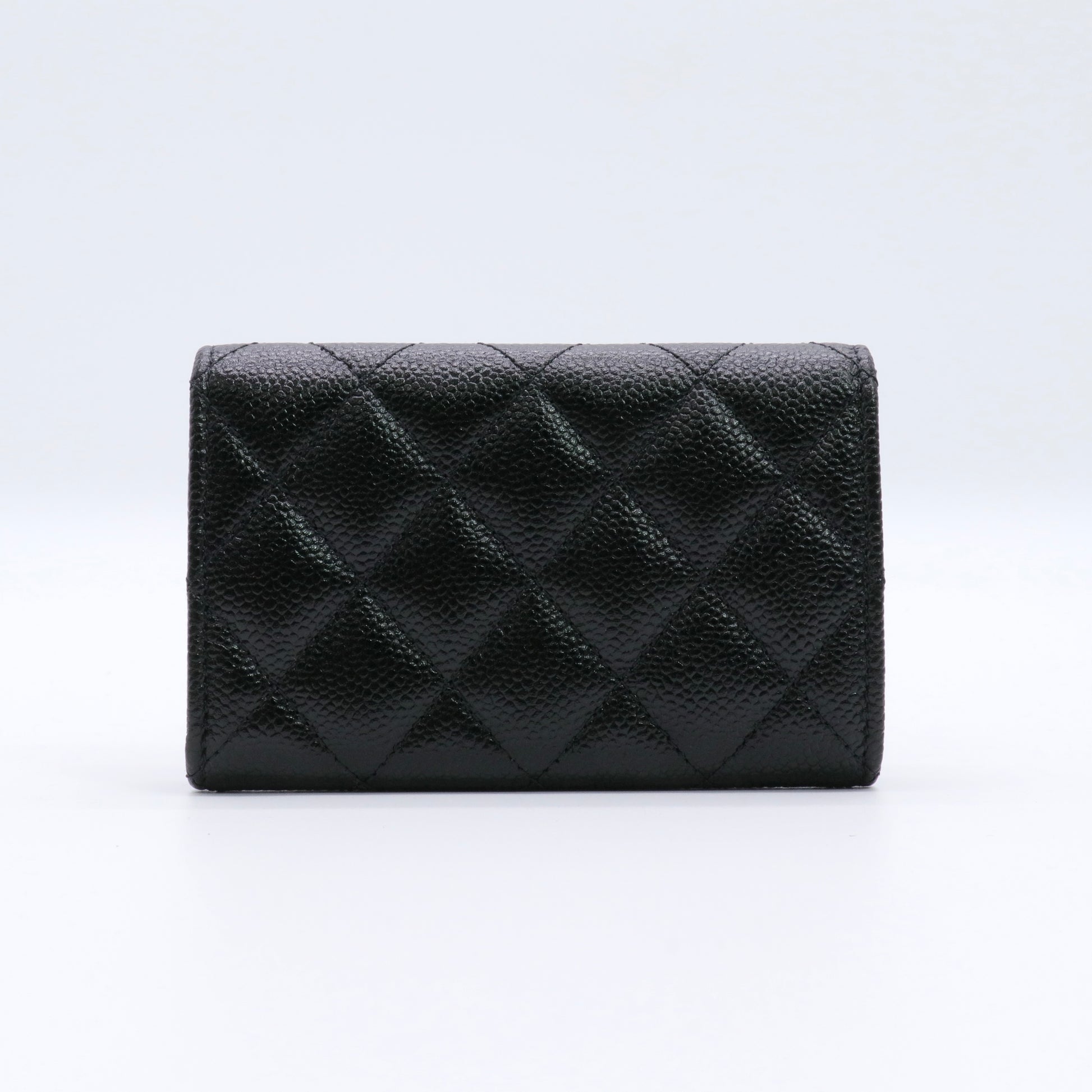 Caviar Quilted Chain CC Flap Card Holder Black twins