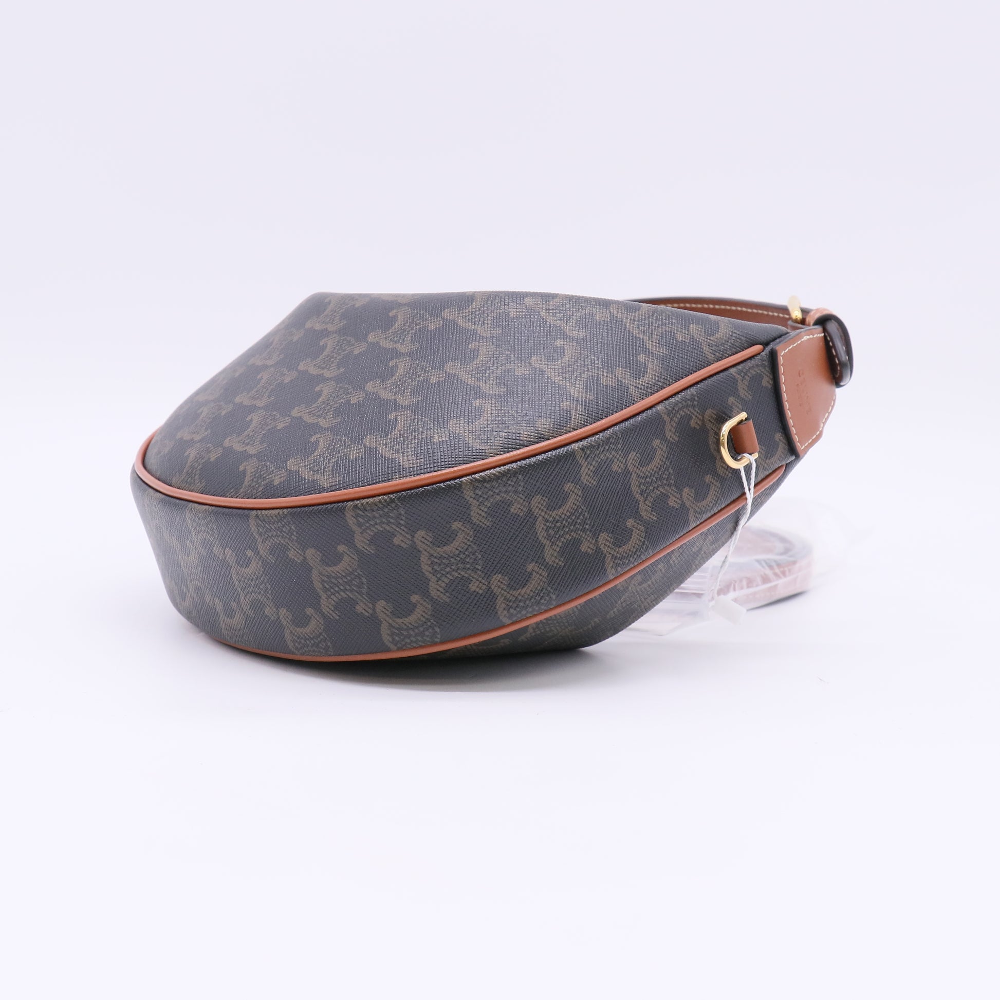 Celine Triomphe Canvas Calfskin Teen Lulu Shoulder Bag Tan twins LDZ995