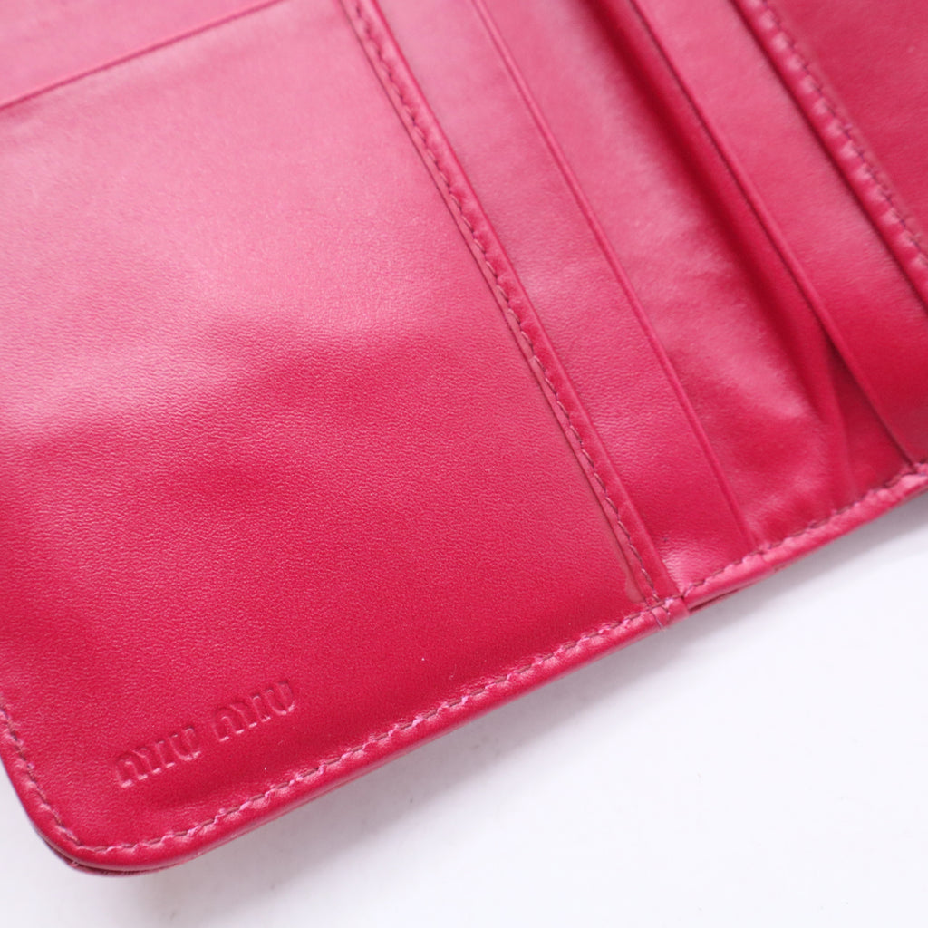 Miu Miu Coral Pink Croc Embossed Leather Long Wallet Twins LDJ3067