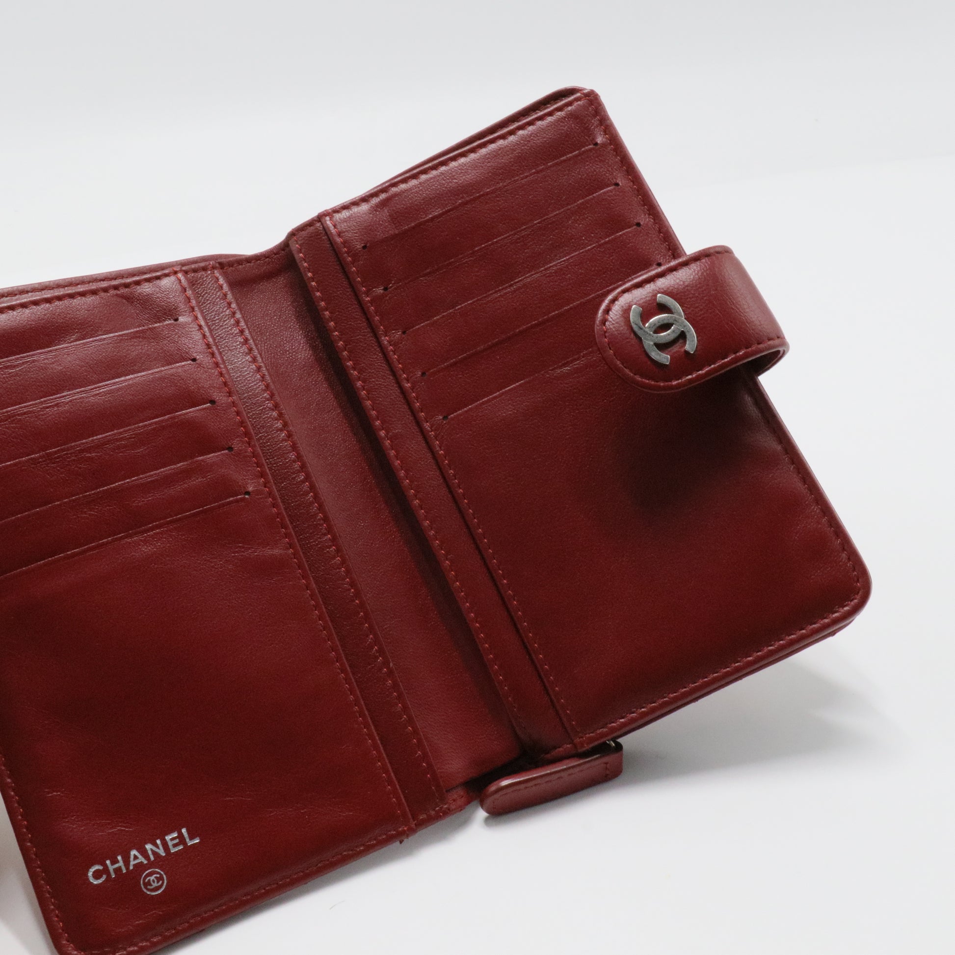 Chanel French Wallet Quilted Caviar Red