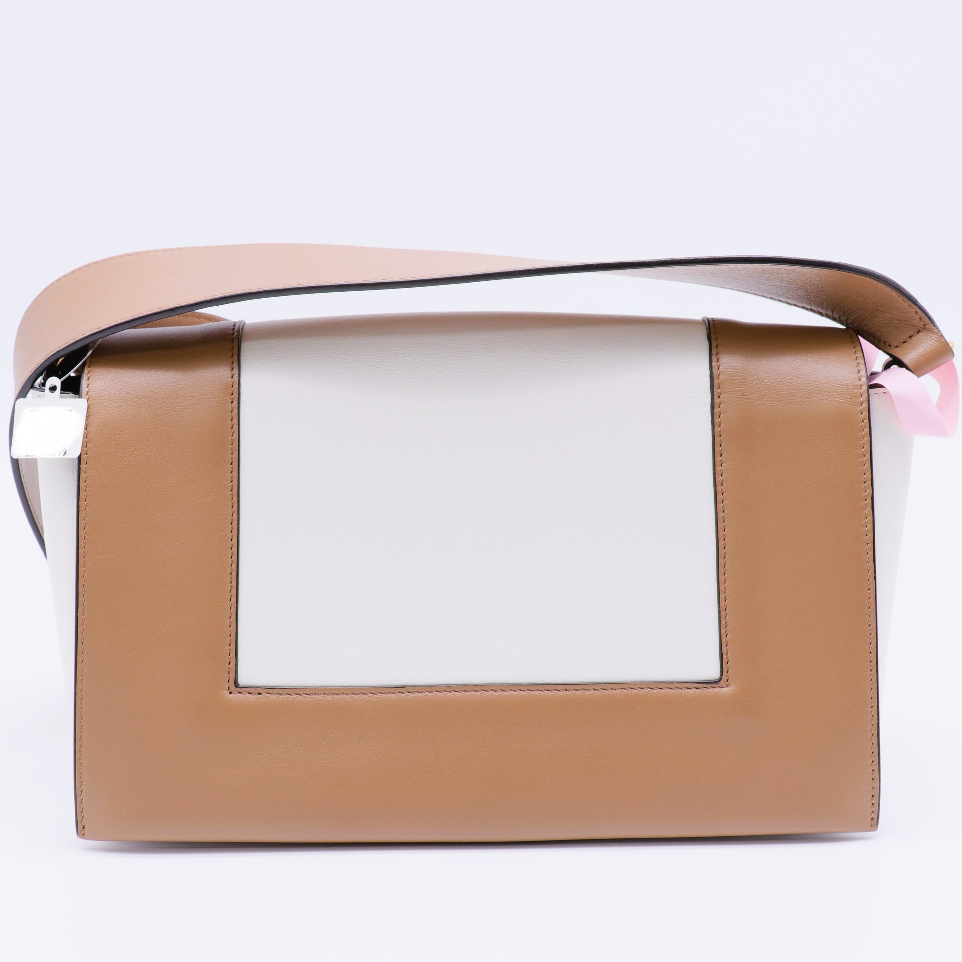 Shiny Smooth Calfskin Medium Frame Shoulder Bag Tan twins
