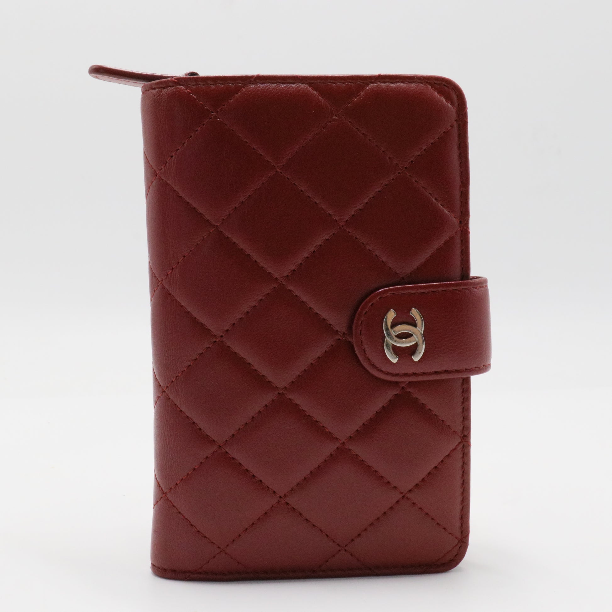 Chanel French Wallet Quilted Caviar Red