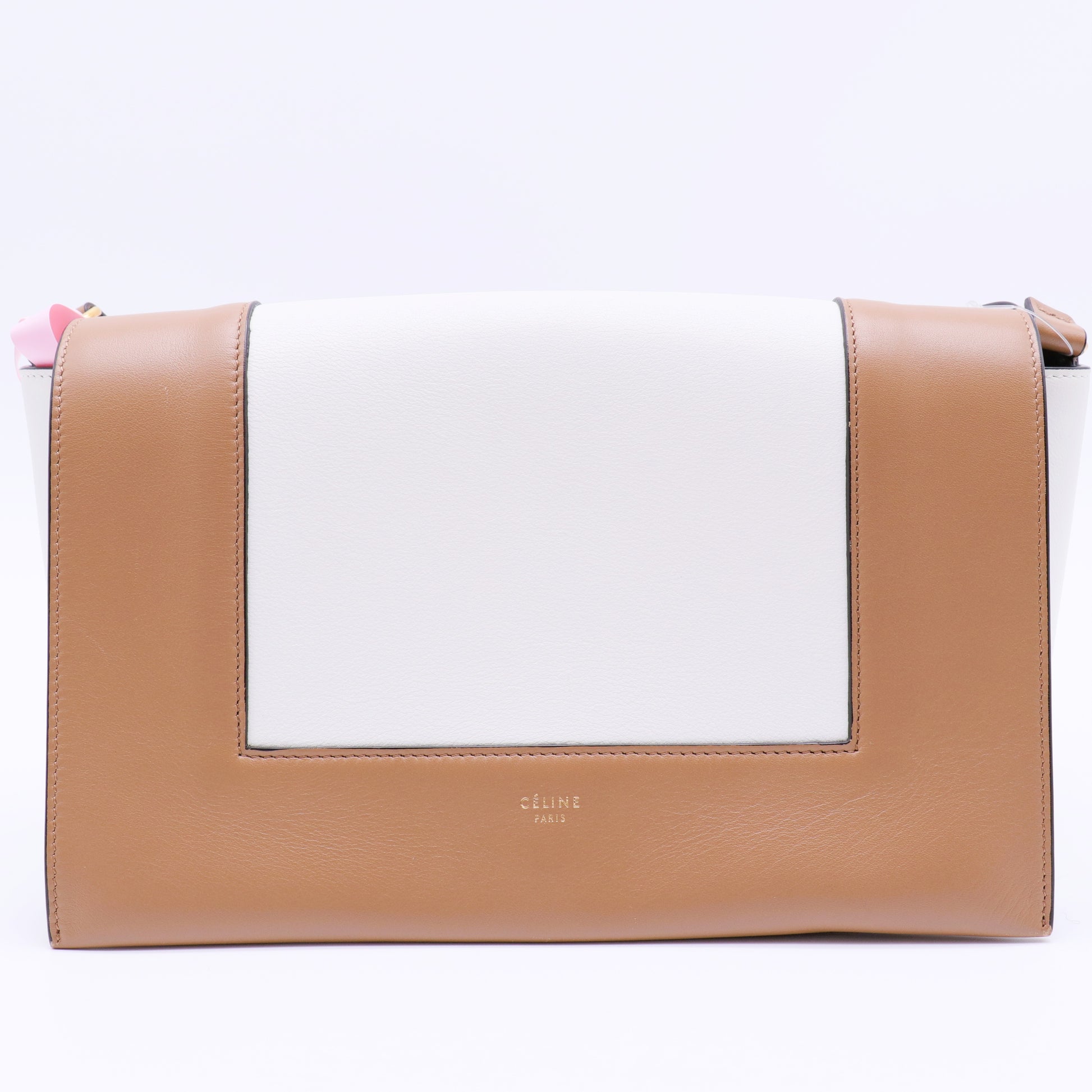 Shiny Smooth Calfskin Medium Frame Shoulder Bag Tan twins