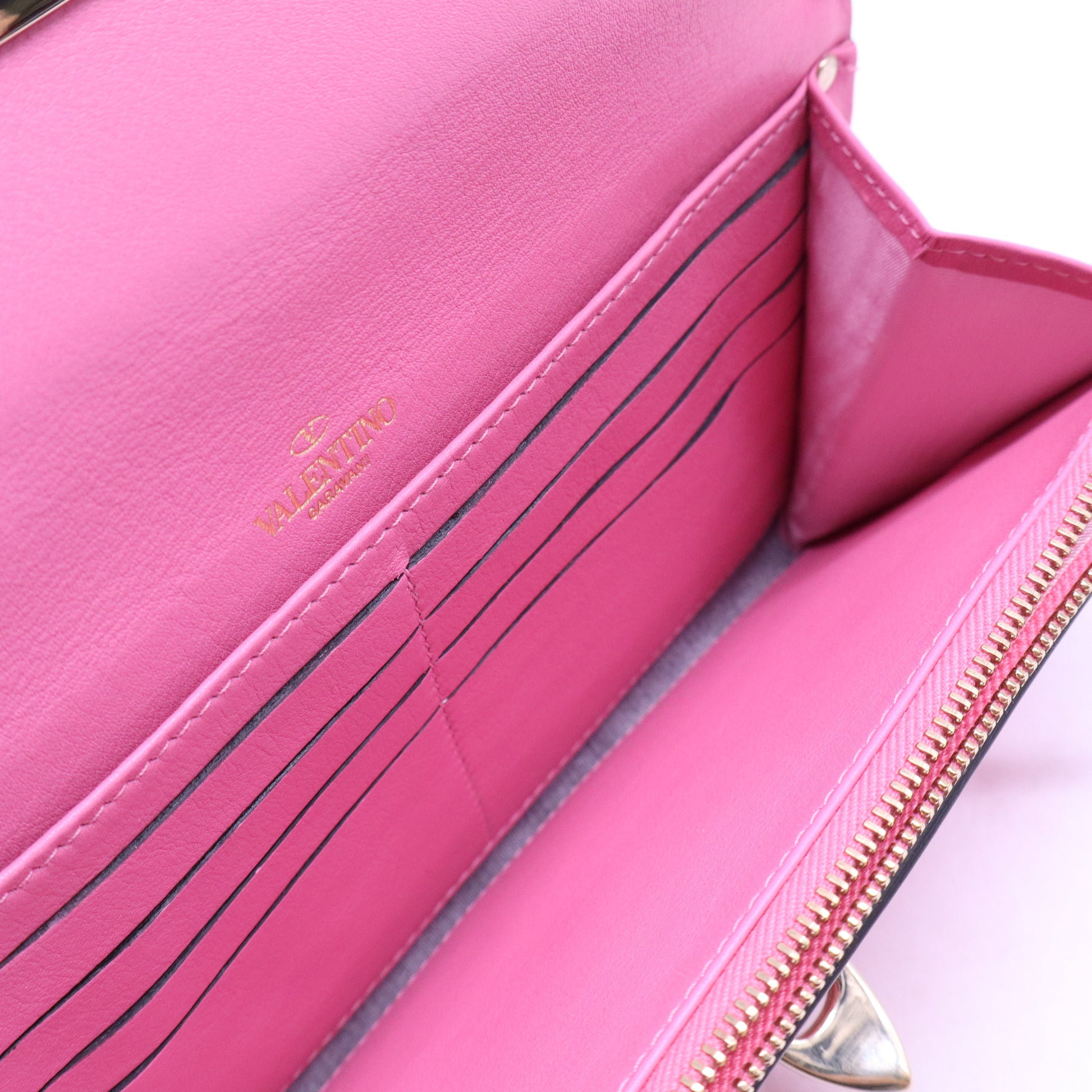 Pink Vitello Rockstud Wristlet Travel Wallet W20925