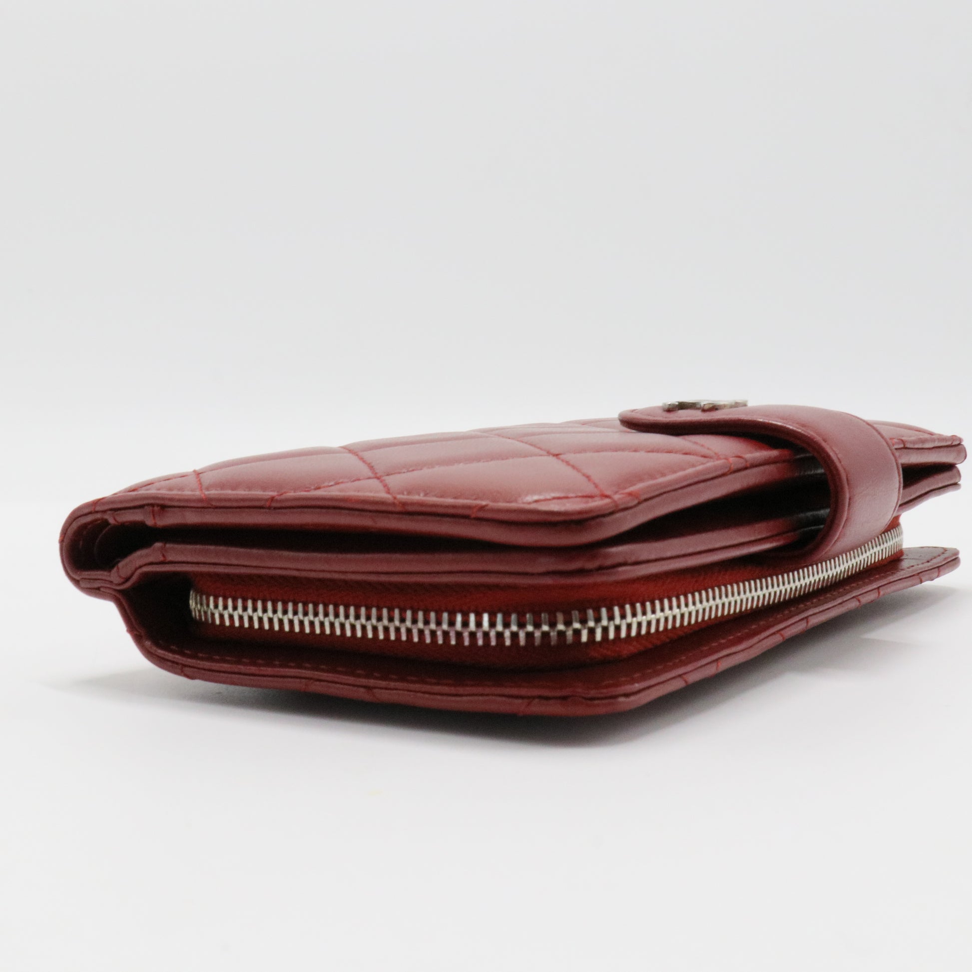 Chanel French Wallet Quilted Caviar Red