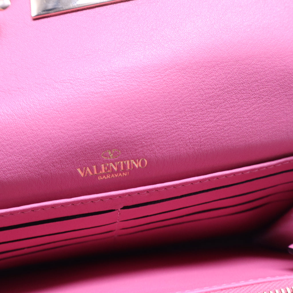 Pink Vitello Rockstud Wristlet Travel Wallet W20925