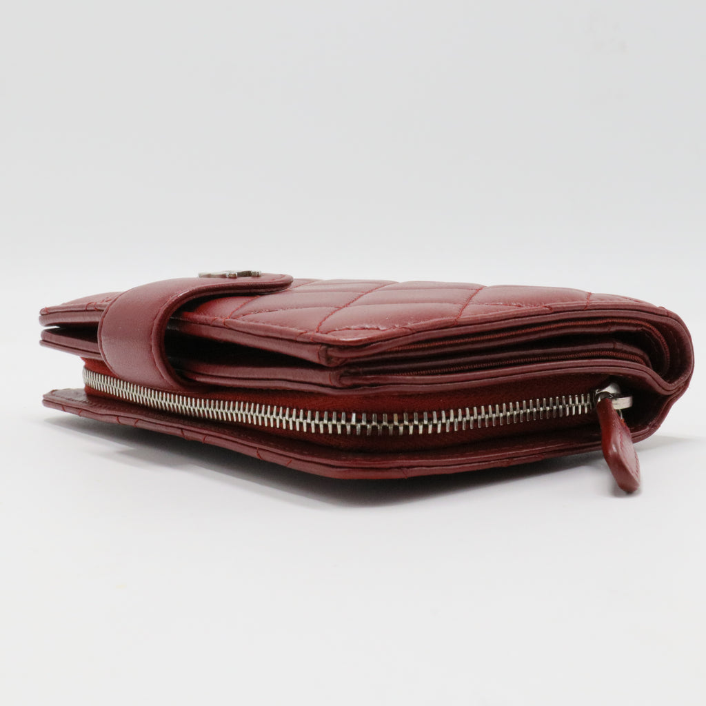 Chanel French Wallet Quilted Caviar Red
