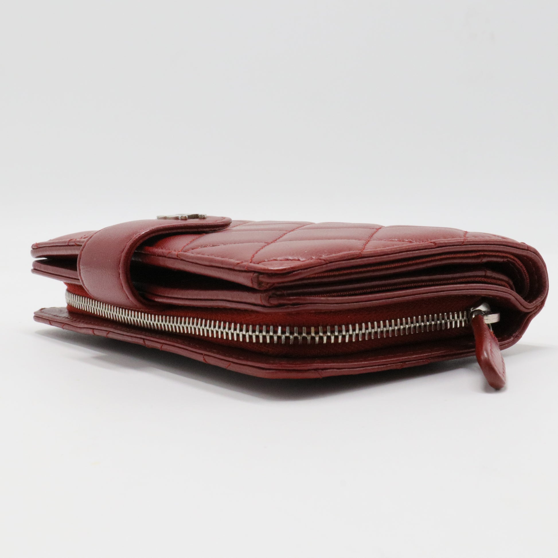 Chanel French Wallet Quilted Caviar Red
