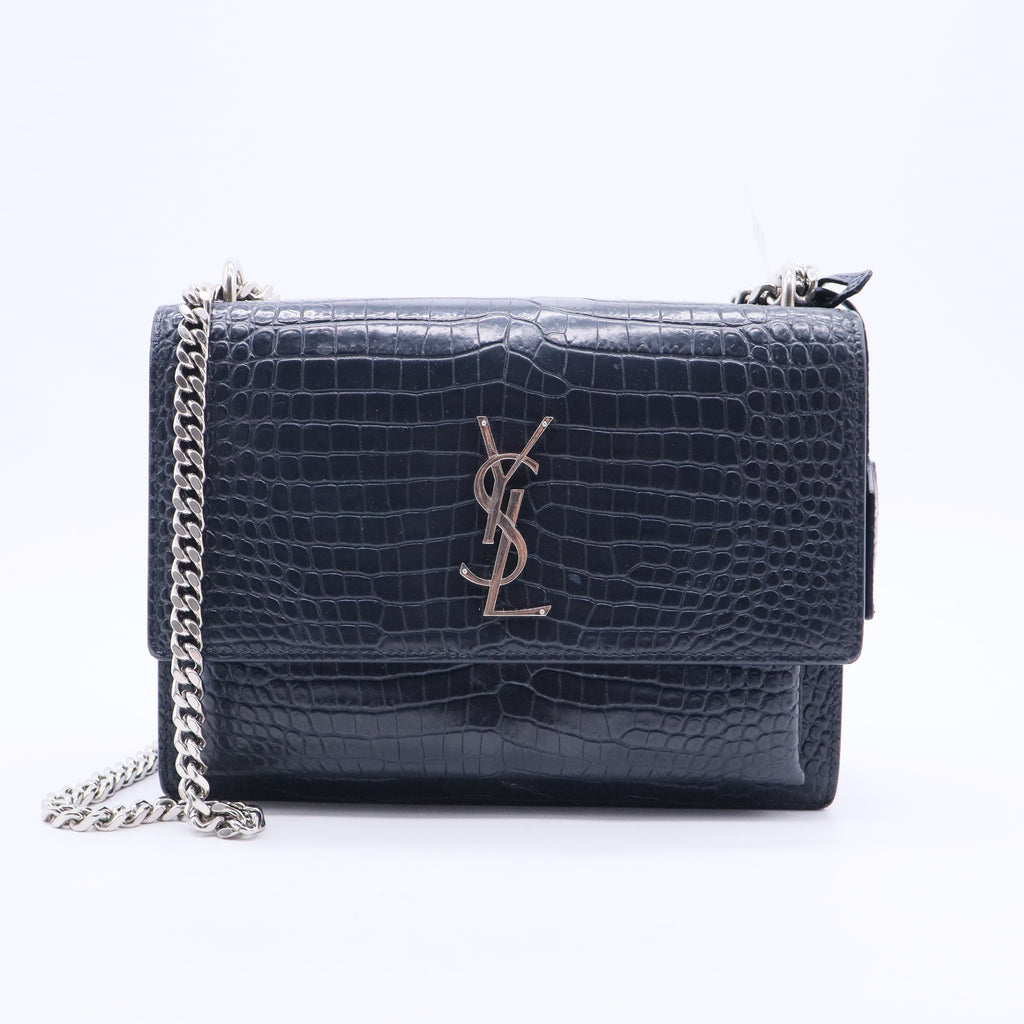 Croc Embossed Leather Medium Sunset Shoulder Bag twins LDJ3068