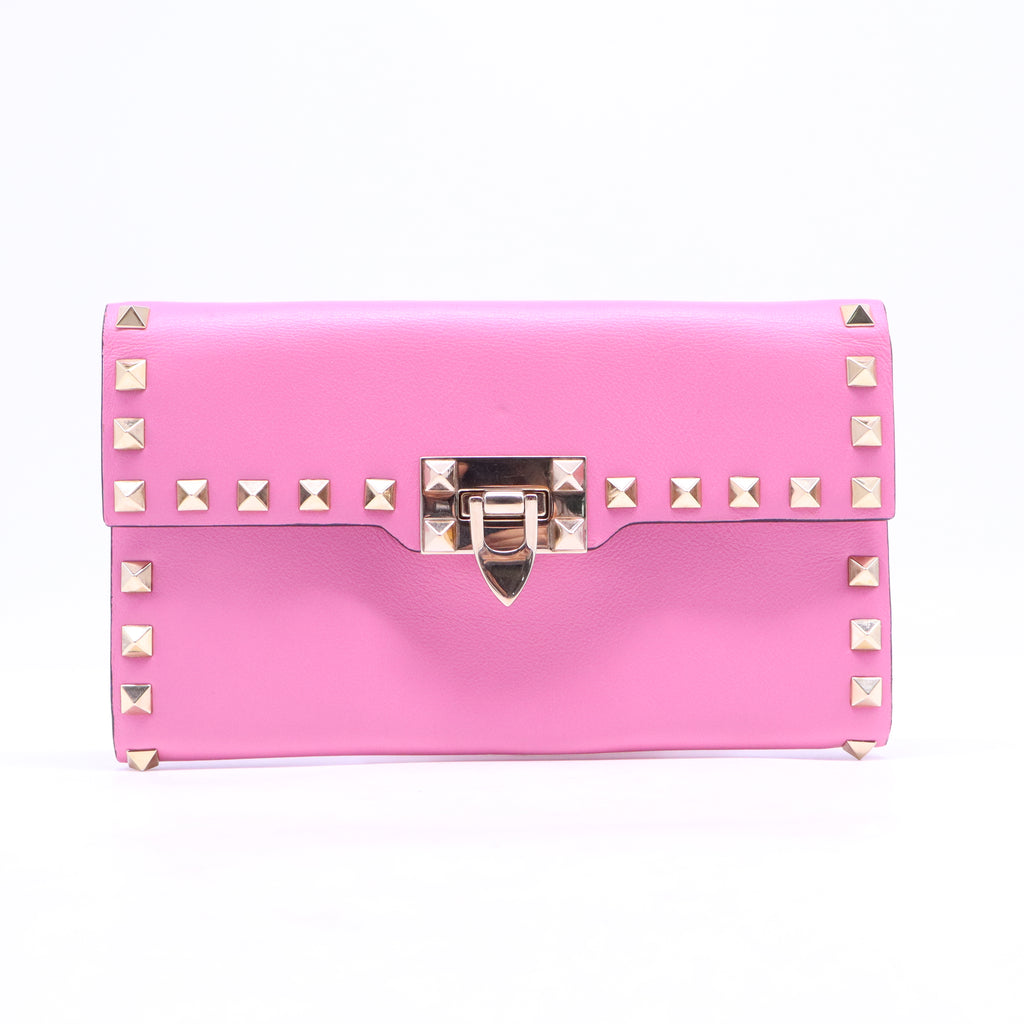 Pink Vitello Rockstud Wristlet Travel Wallet W20925