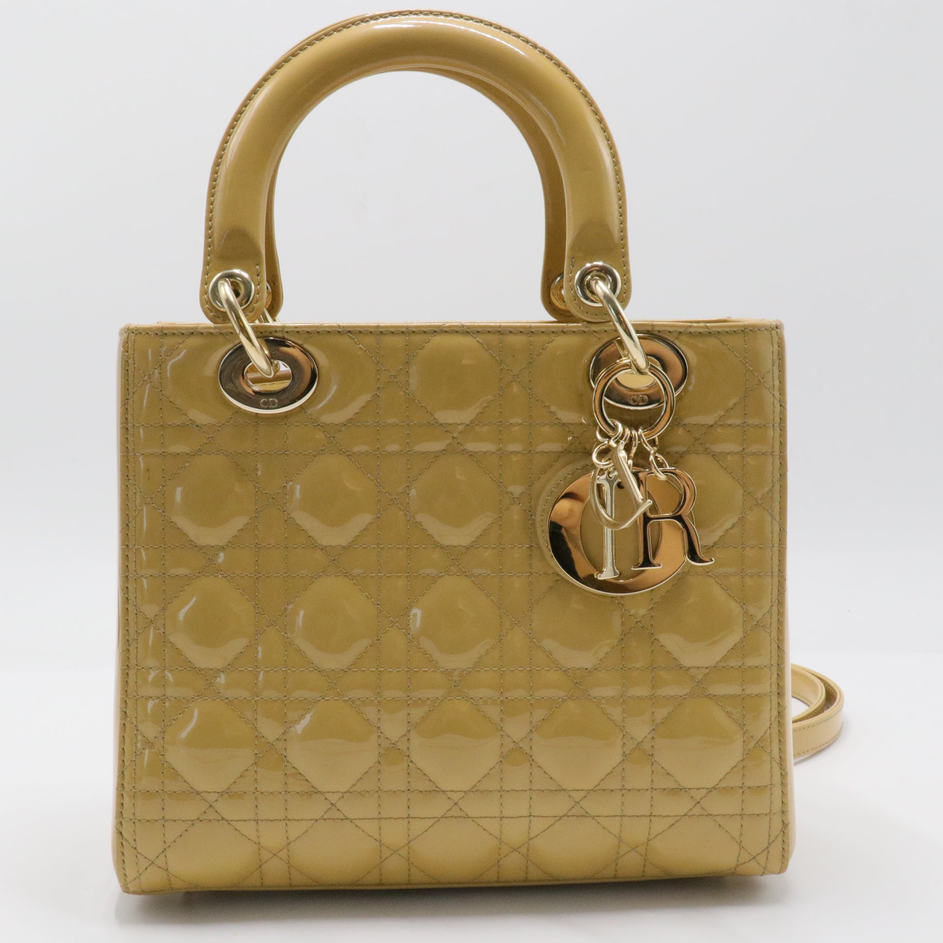 Lady Dior Bag Cannage Quilt Patent Medium