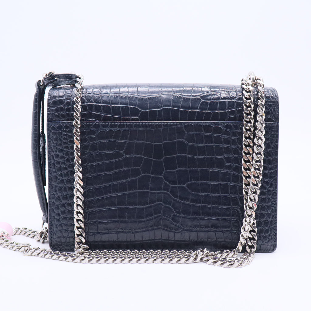 Croc Embossed Leather Medium Sunset Shoulder Bag twins LDJ3068