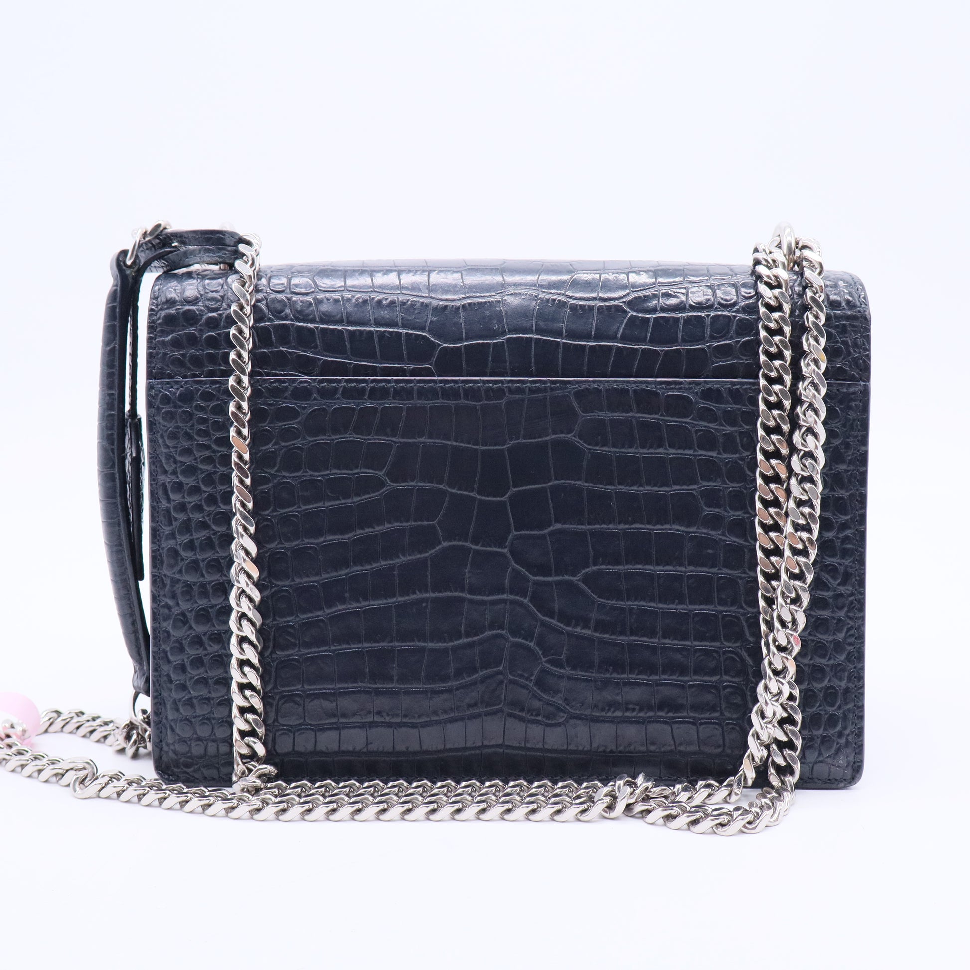 Croc Embossed Leather Medium Sunset Shoulder Bag twins LDJ3068
