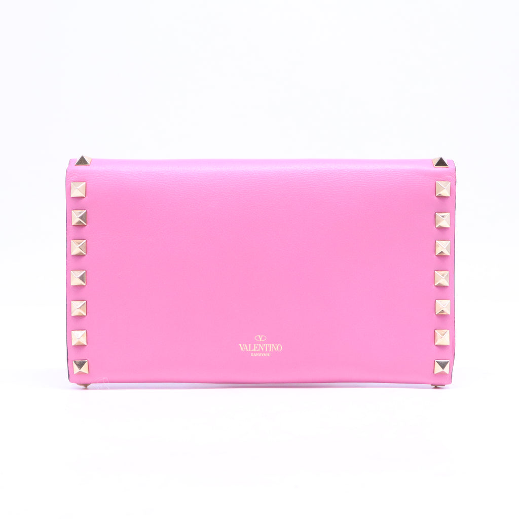 Pink Vitello Rockstud Wristlet Travel Wallet W20925