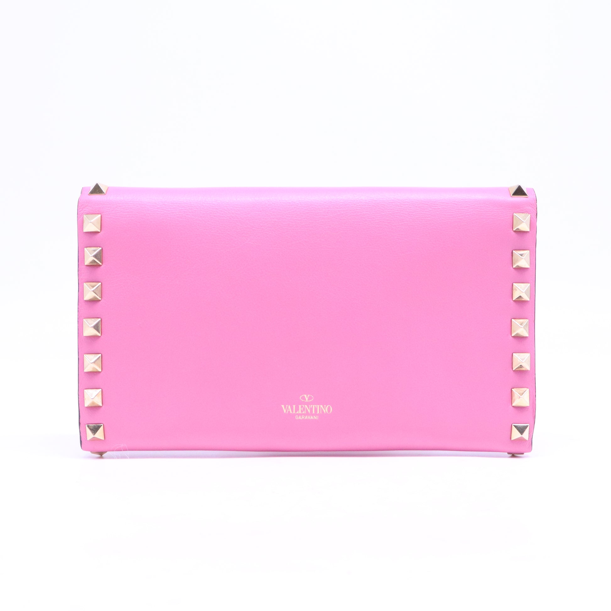 Pink Vitello Rockstud Wristlet Travel Wallet W20925