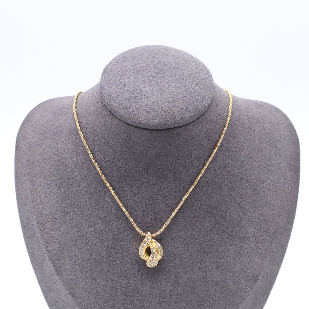 Dior Vintage Crystal Twist Ribbon Pendant Necklace W21558