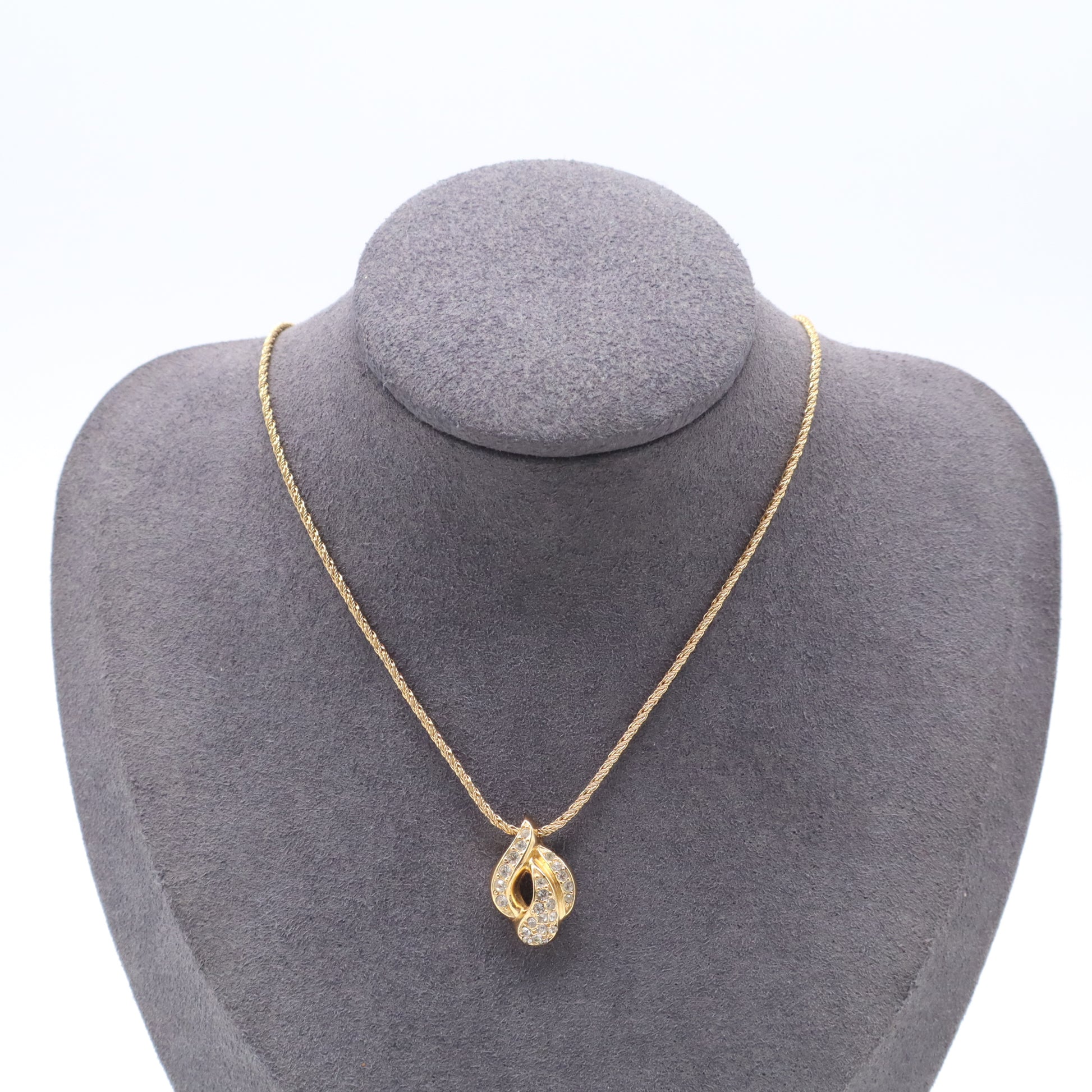 Dior Vintage Crystal Twist Ribbon Pendant Necklace W21558