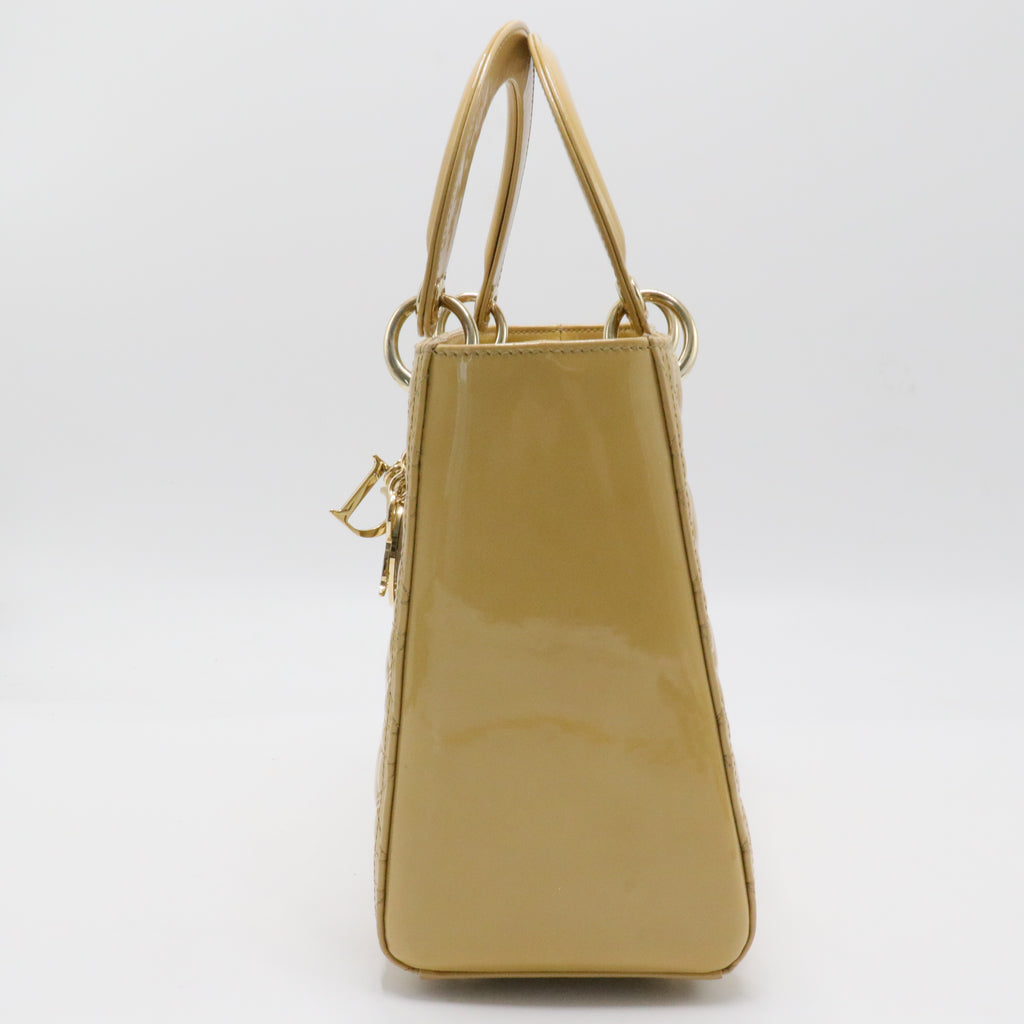 Lady Dior Bag Cannage Quilt Patent Medium