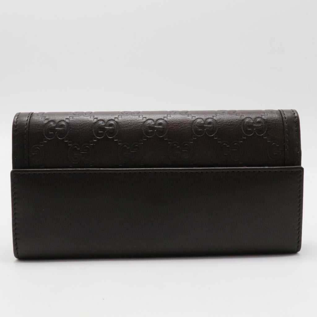 Gucci Brown Guccissima Leather Interlocking GG Clip Continental Wallet