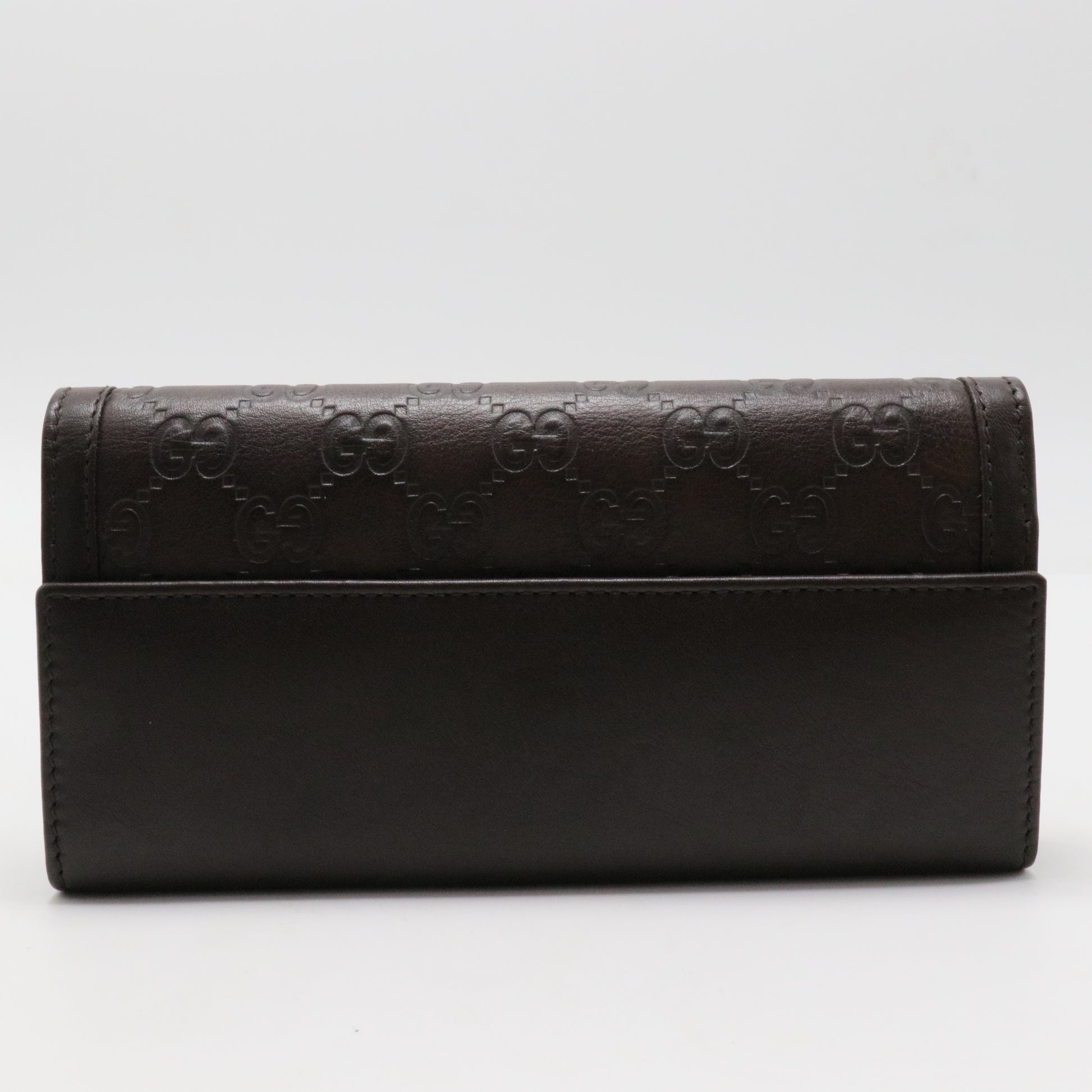 Gucci Brown Guccissima Leather Interlocking GG Clip Continental Wallet