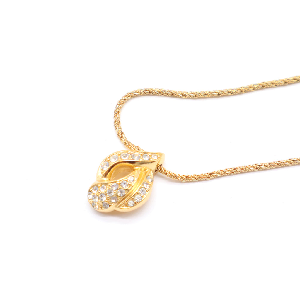 Dior Vintage Crystal Twist Ribbon Pendant Necklace W21558