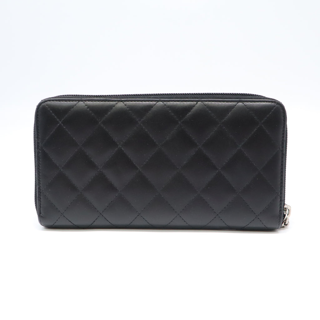 Calfskin Quilted Cambon Large Gusset Zip Around Wallet Black W21744