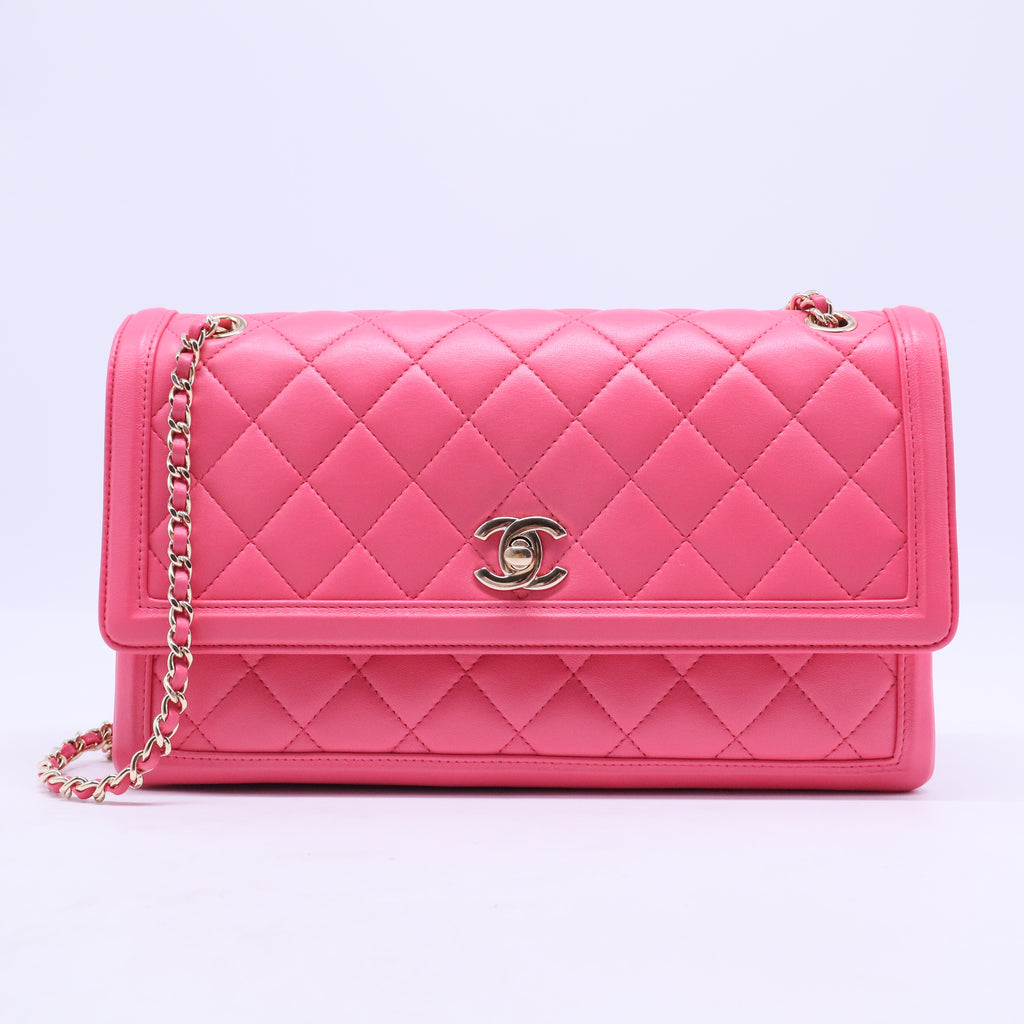 Chanel 3 Compartment Flap Bag Quilted Lambskin Medium