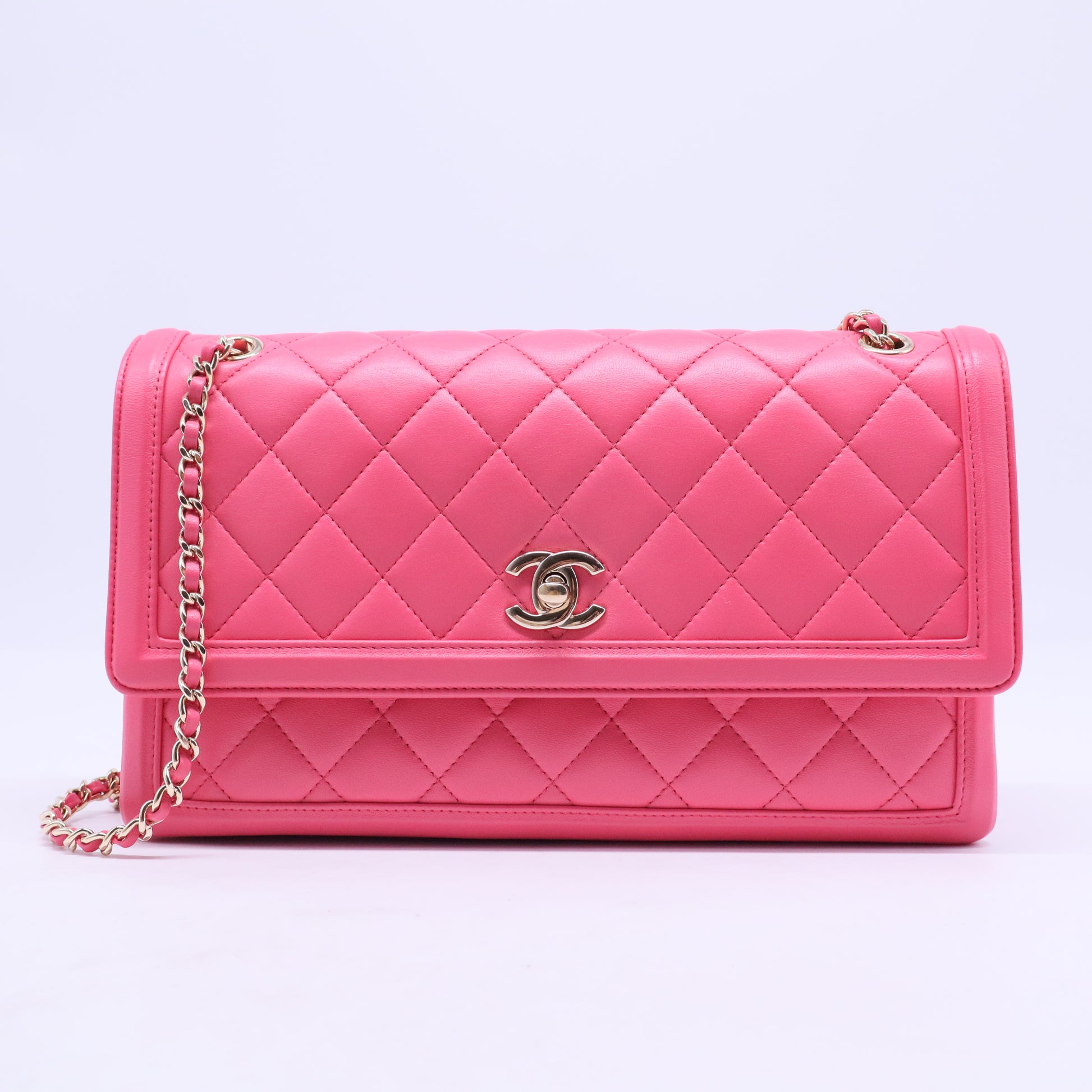 Chanel 3 Compartment Flap Bag Quilted Lambskin Medium