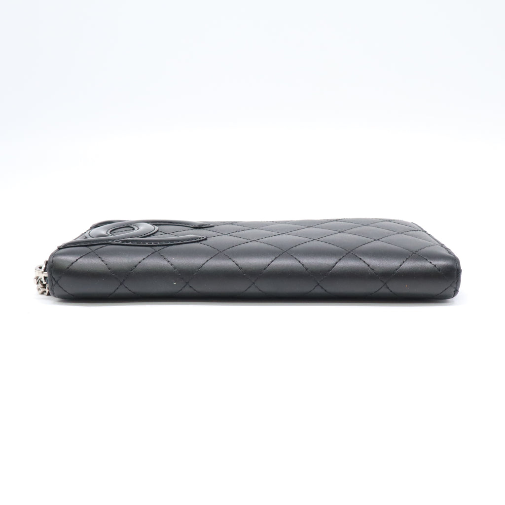 Calfskin Quilted Cambon Large Gusset Zip Around Wallet Black W21744