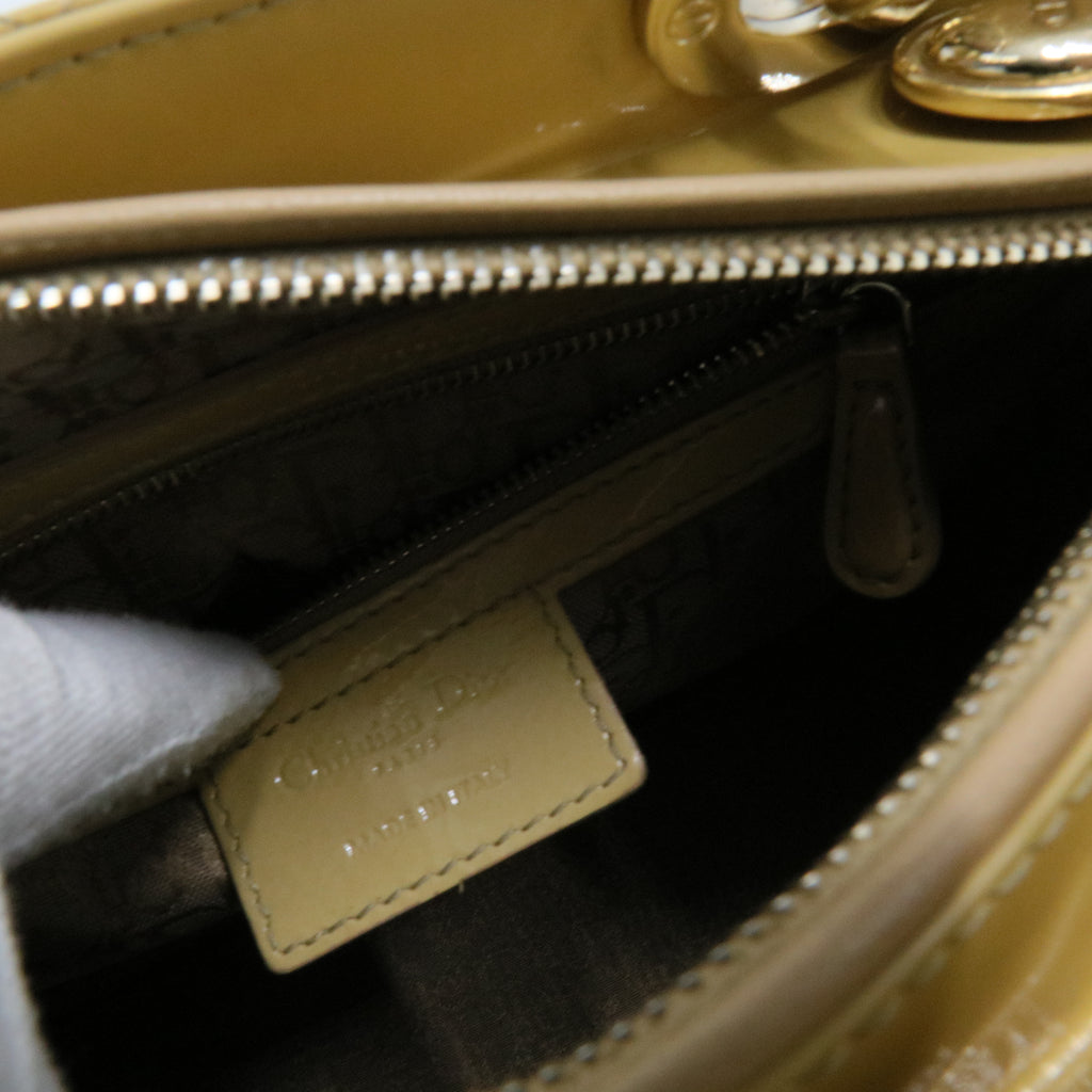 Lady Dior Bag Cannage Quilt Patent Medium