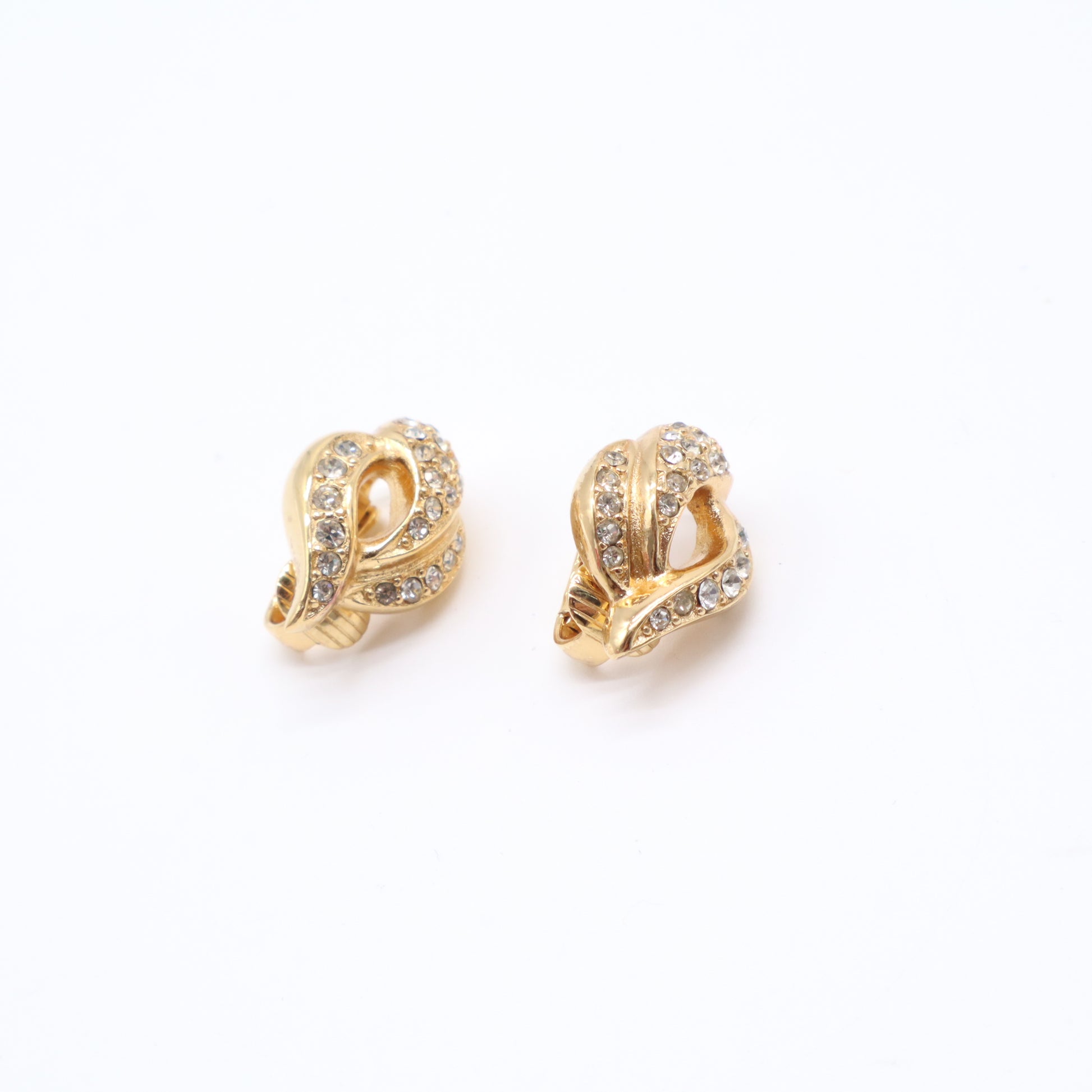 Dior Vintage Crystal Twist Ribbon Clip On Earrings W21577