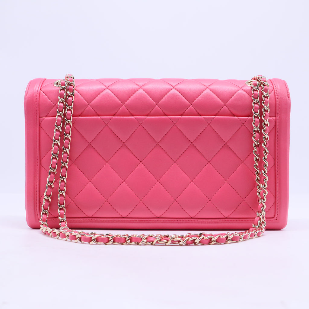 Chanel 3 Compartment Flap Bag Quilted Lambskin Medium