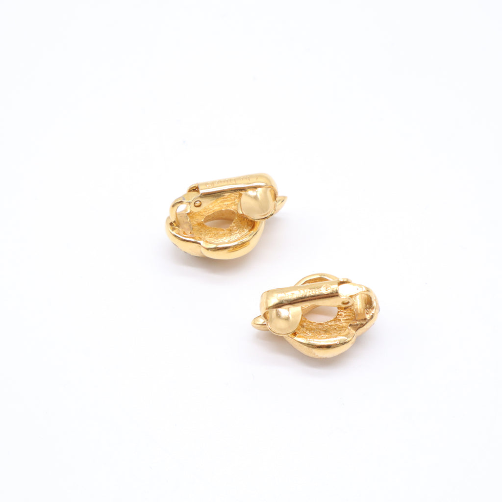 Dior Vintage Crystal Twist Ribbon Clip On Earrings W21577