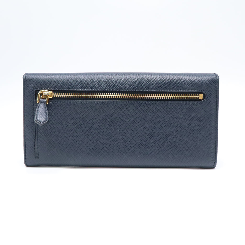 Saffiano Metal Continental Flap Wallet Bluette Cobalto Turchese W21841