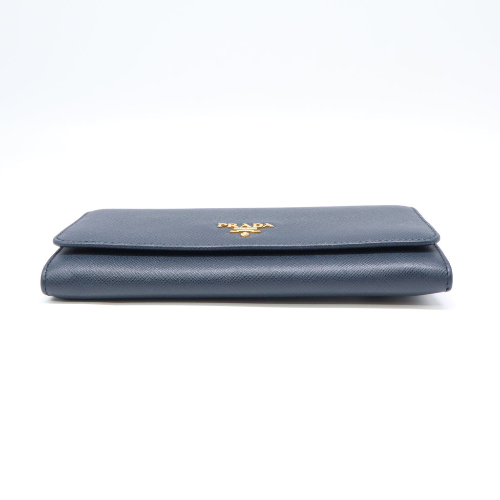 Saffiano Metal Continental Flap Wallet Bluette Cobalto Turchese W21841