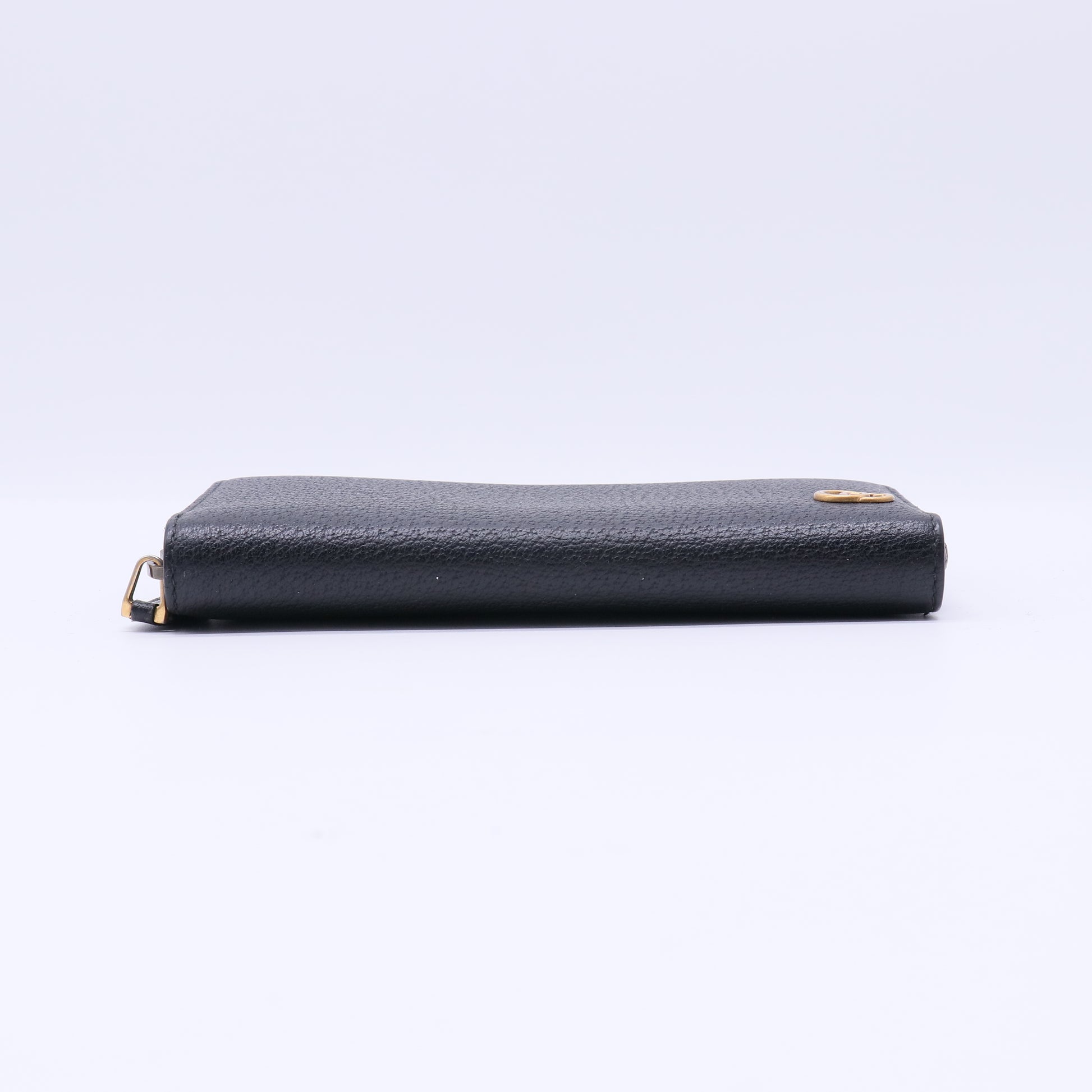 Dollar Calfskin Boar Effect GG Marmont Zip Around Wallet Black W21570
