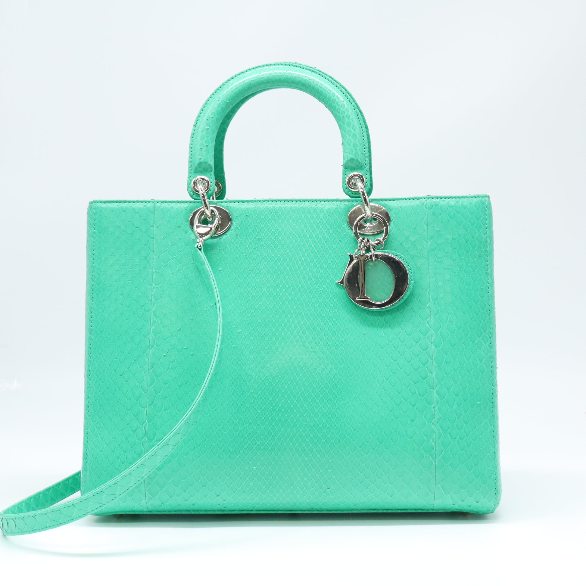 Christian Dior Green Python Large Lady Dior Bag twins B22591