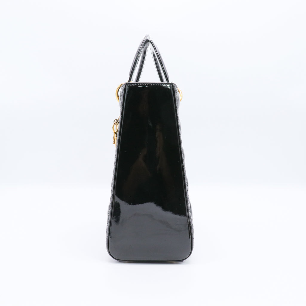 Patent Cannage Large Lady Dior Black twins