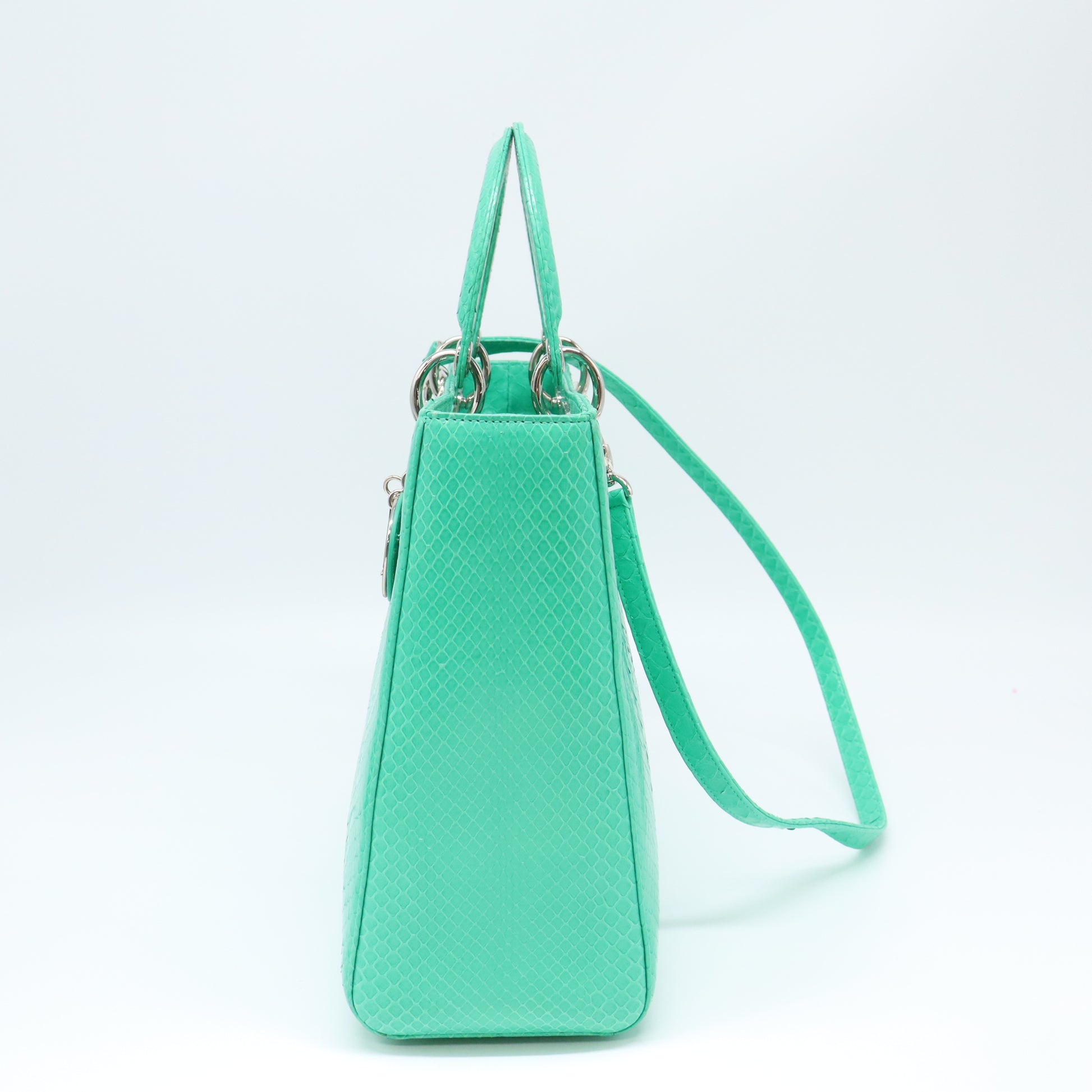 Christian Dior Green Python Large Lady Dior Bag twins B22591
