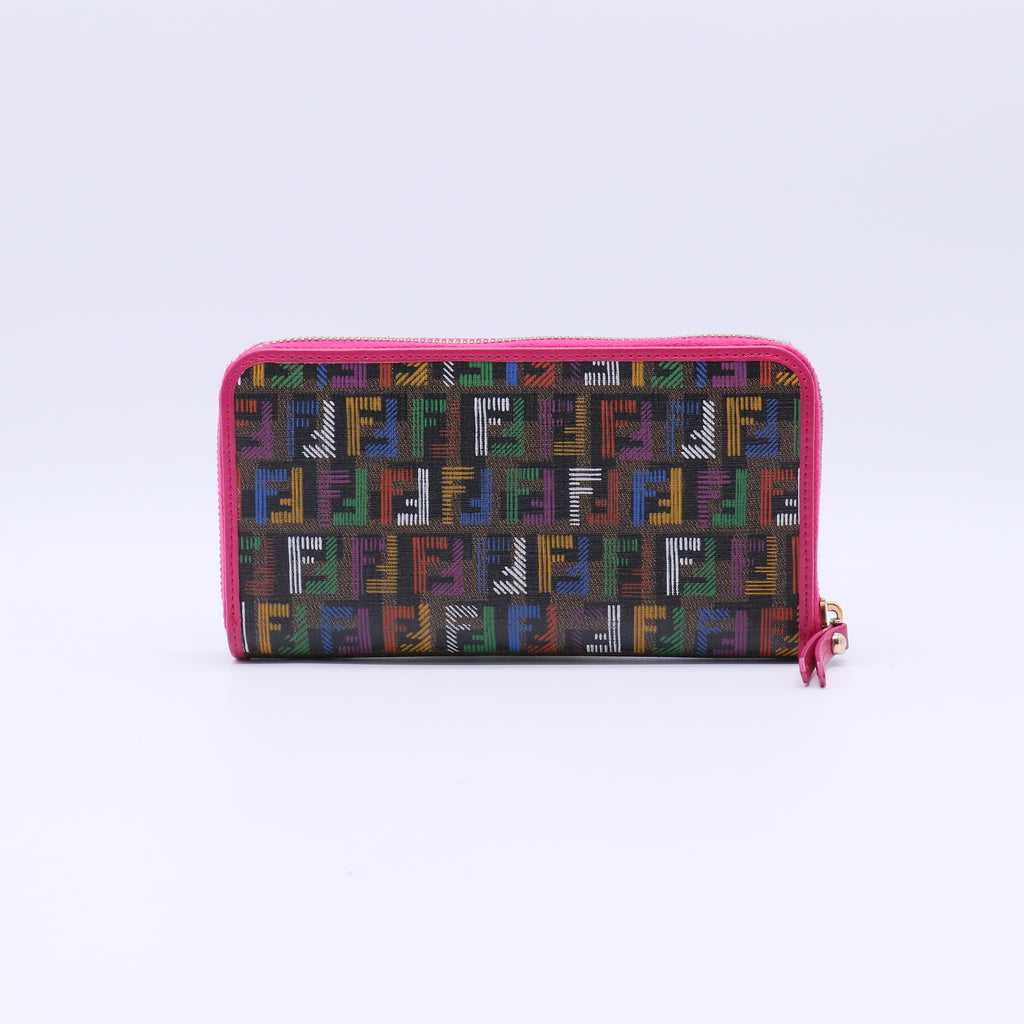 Zucca Spalmati FF Multicolor Zip Around Wallet Multicolor Fuchsia W21514